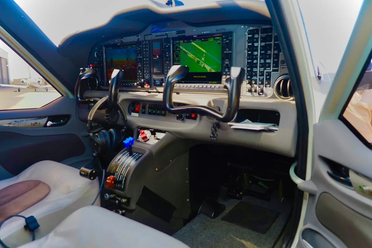Instrument panel of a turboprop-class aircraft cockpit