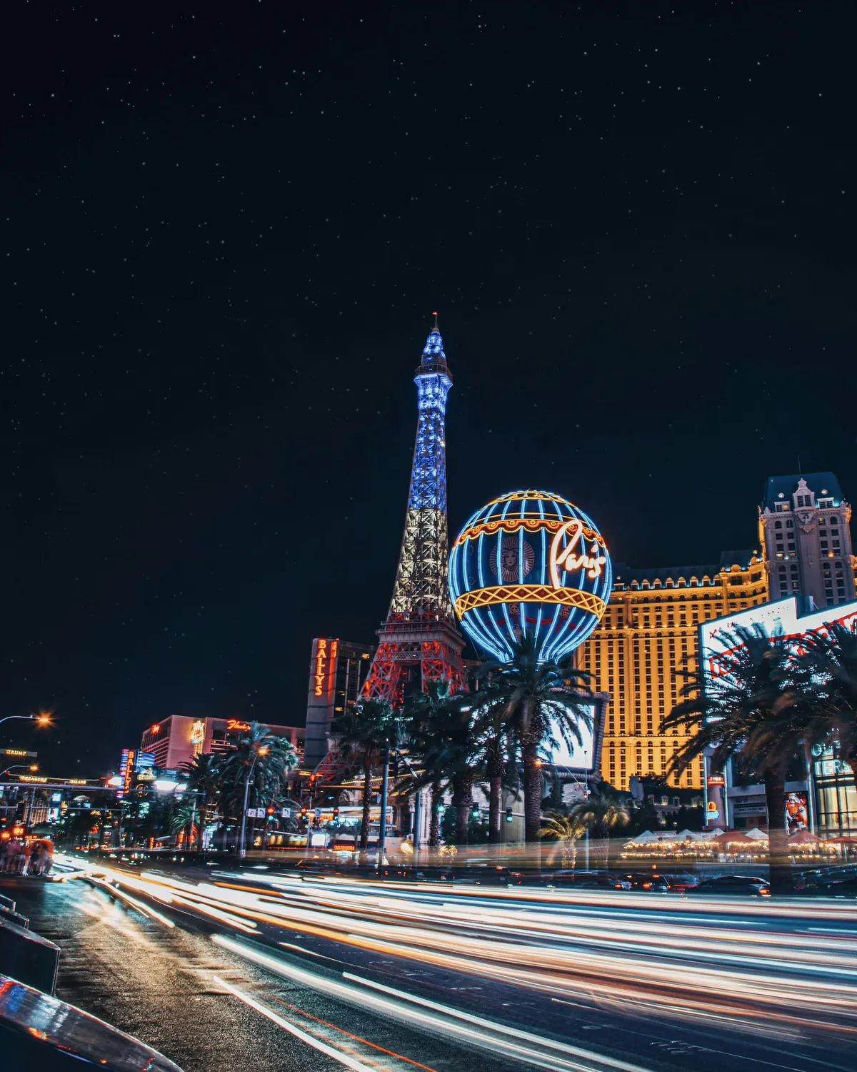 Las Vegas Boulevard glowing with neon signs at night